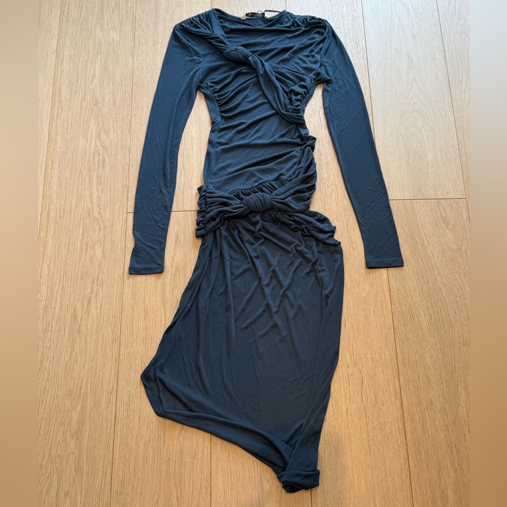 ZARA Draped Knot Midi Dress – Sculpting Bodycon – Size S (Stretch S/M) - Picture 11 of 15